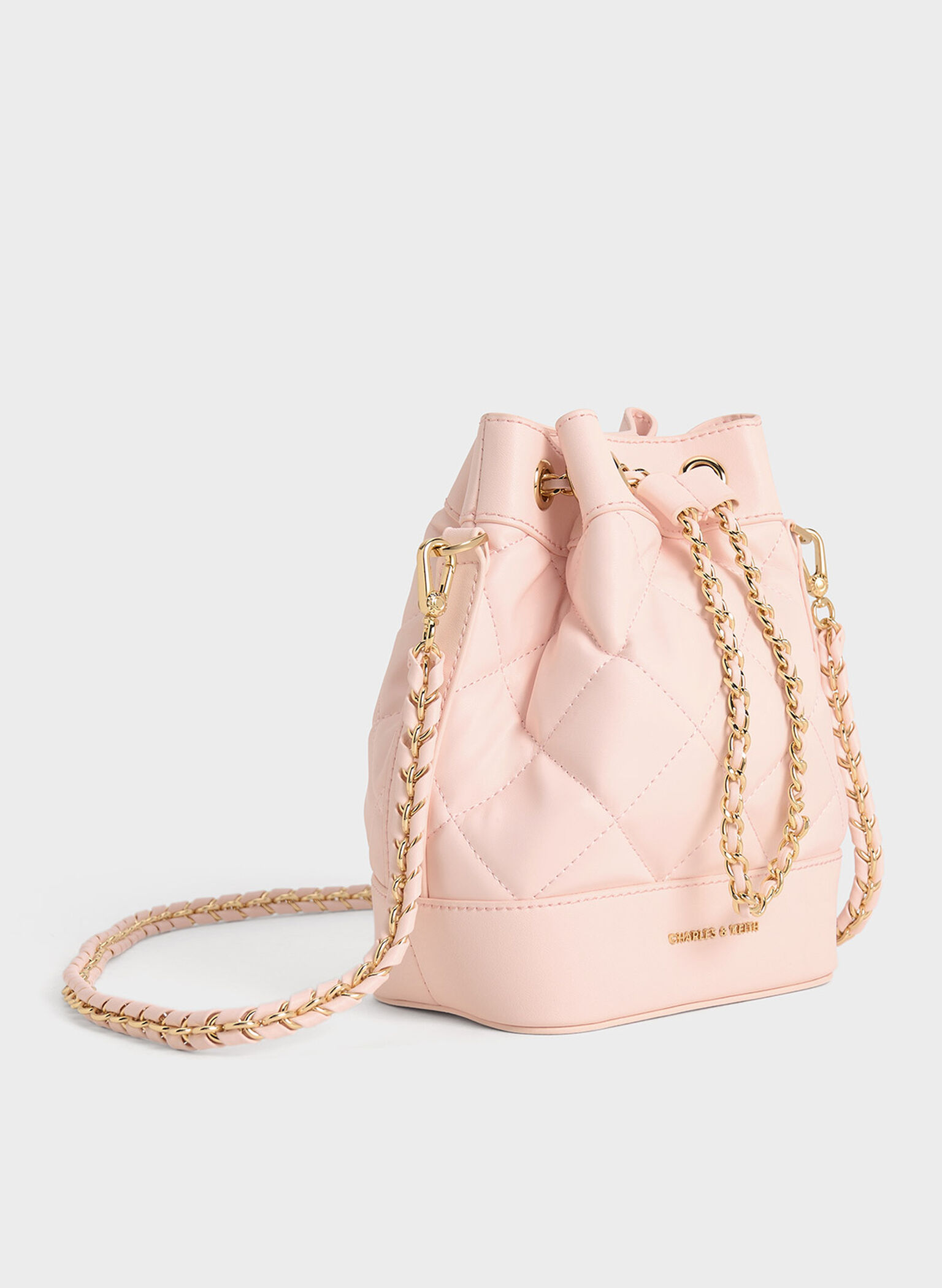 Julia Quilted Two-Way Bucket Bag, Light Pink, hi-res