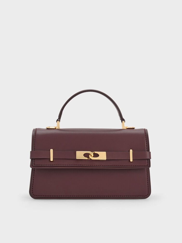 Arlet Belted Top Handle Bag, Wineberry Red, hi-res