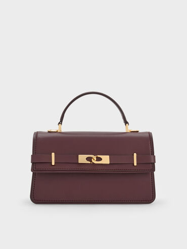 Arlet Belted Top Handle Bag, Wineberry Red, hi-res