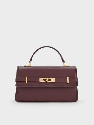 Arlet Belted Top Handle Bag, Wineberry Red, hi-res