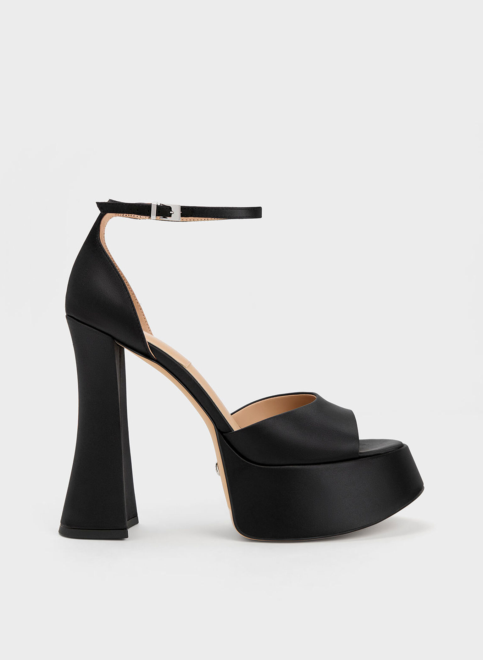 Michelle Recycled Polyester Platform Sandals, Black, hi-res