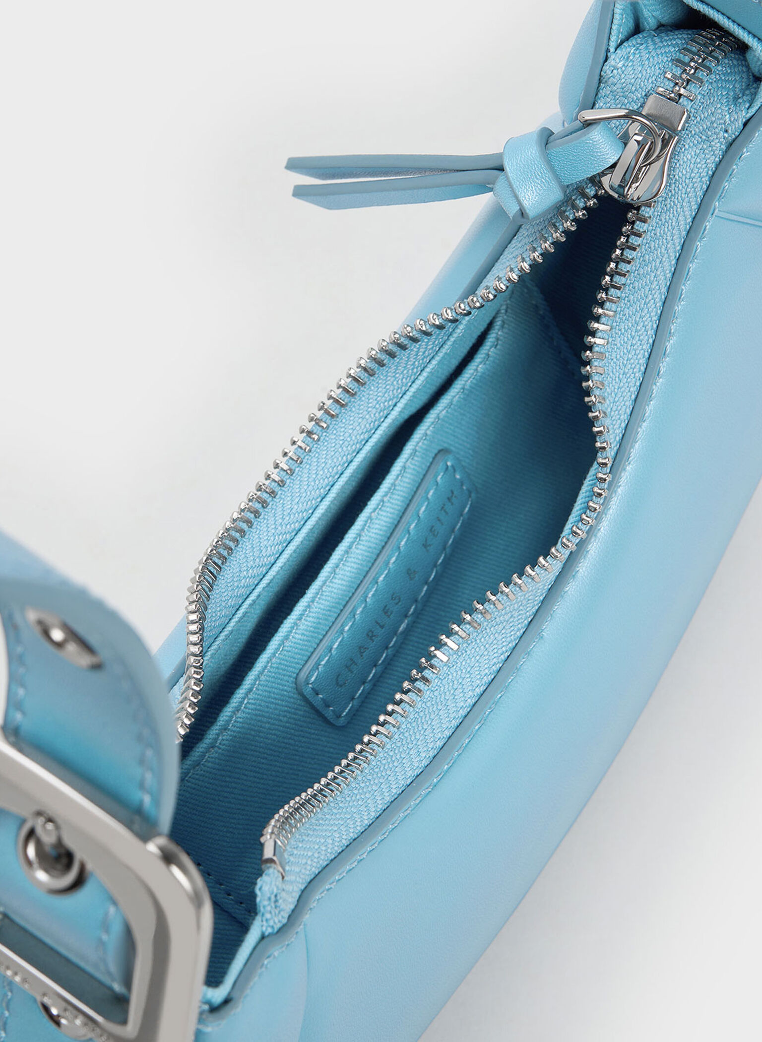 Petra Curved Shoulder Bag, Blue, hi-res