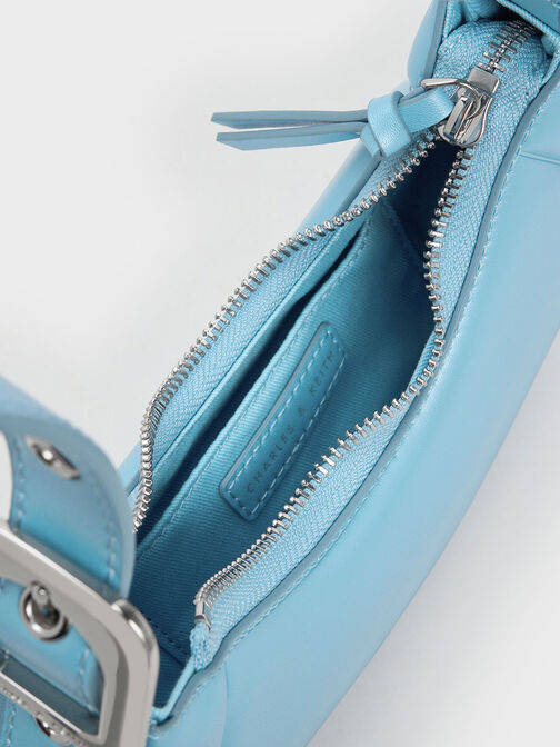 Petra Curved Shoulder Bag, Blue, hi-res