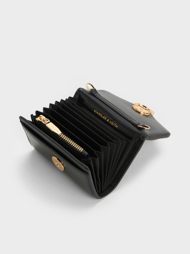 Lilibet Metallic-Accent Chain-Strap Wallet, Black, hi-res