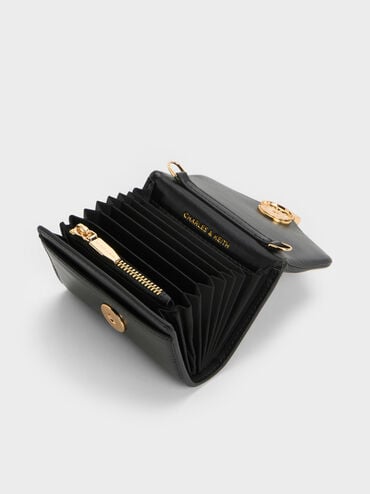 Lilibet Metallic-Accent Chain-Strap Wallet, Black, hi-res