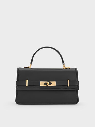 Arlet Belted Top Handle Bag, Black, hi-res