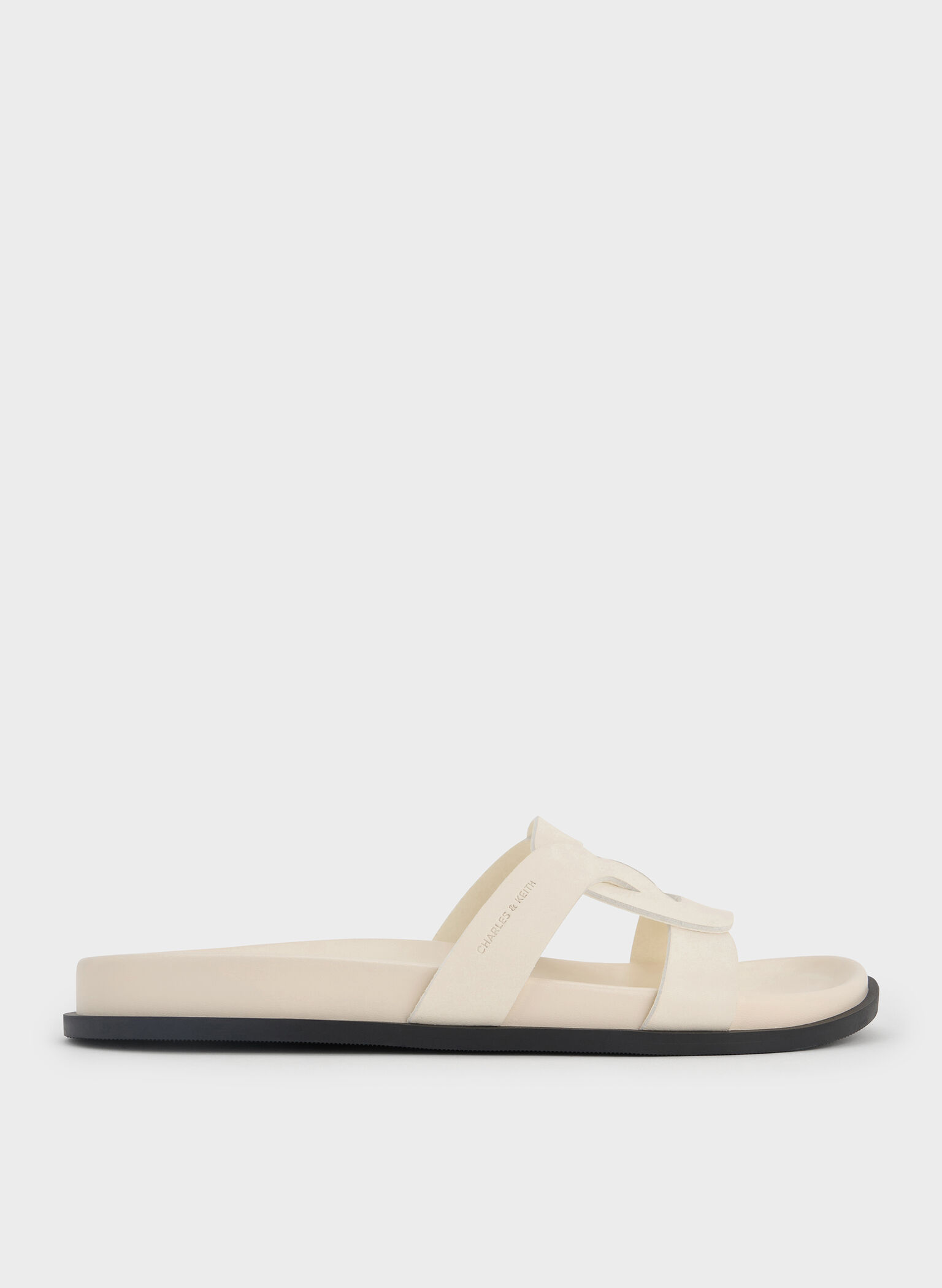 Interwoven Cut-Out Slide Sandals, Cream, hi-res