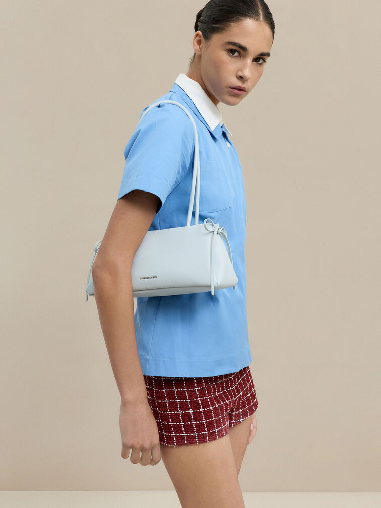 Hazel Bow Elongated Trapeze Shoulder Bag, Sea Salt Blue, hi-res