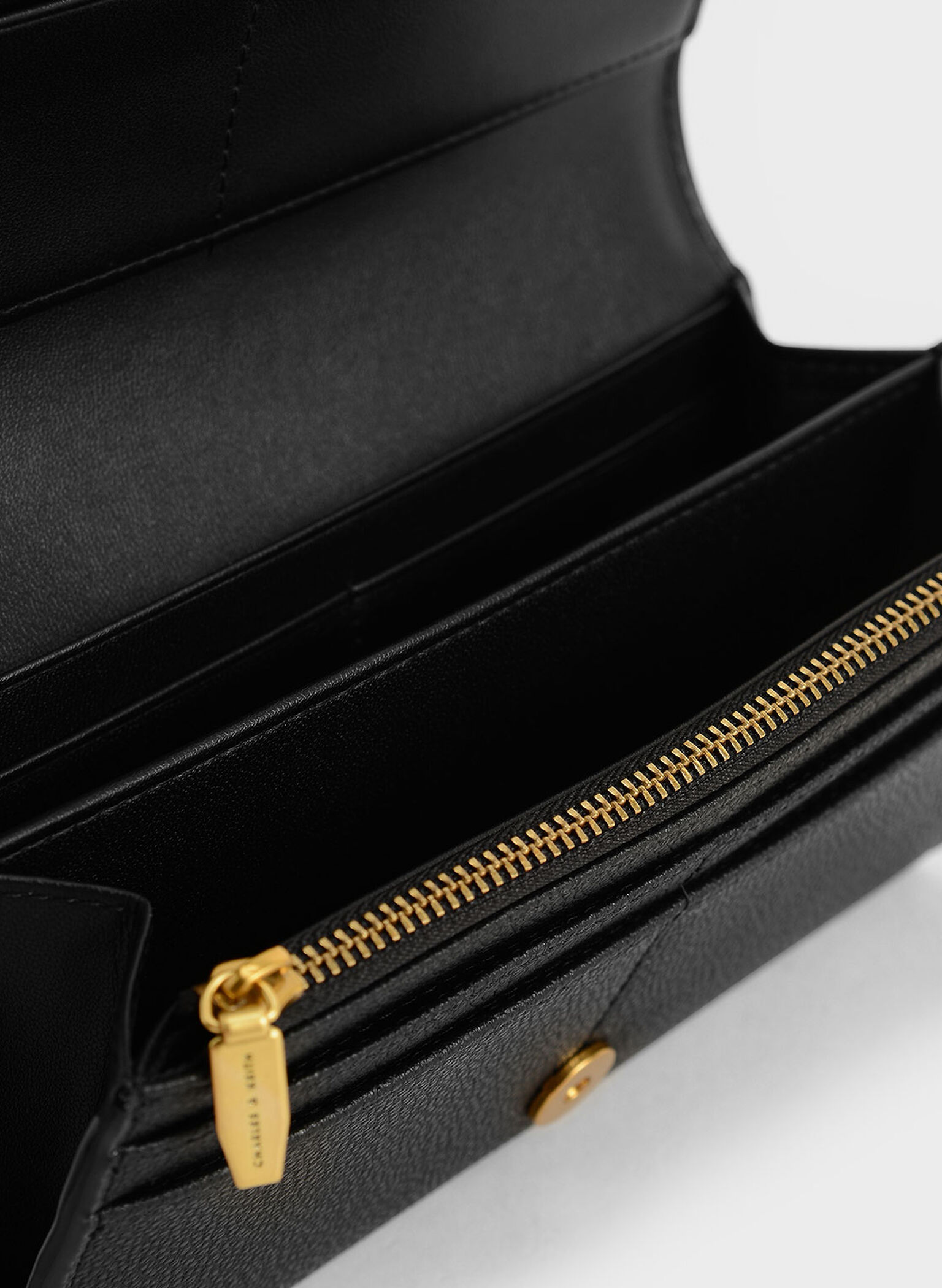 Front Flap Long Wallet, Black, hi-res