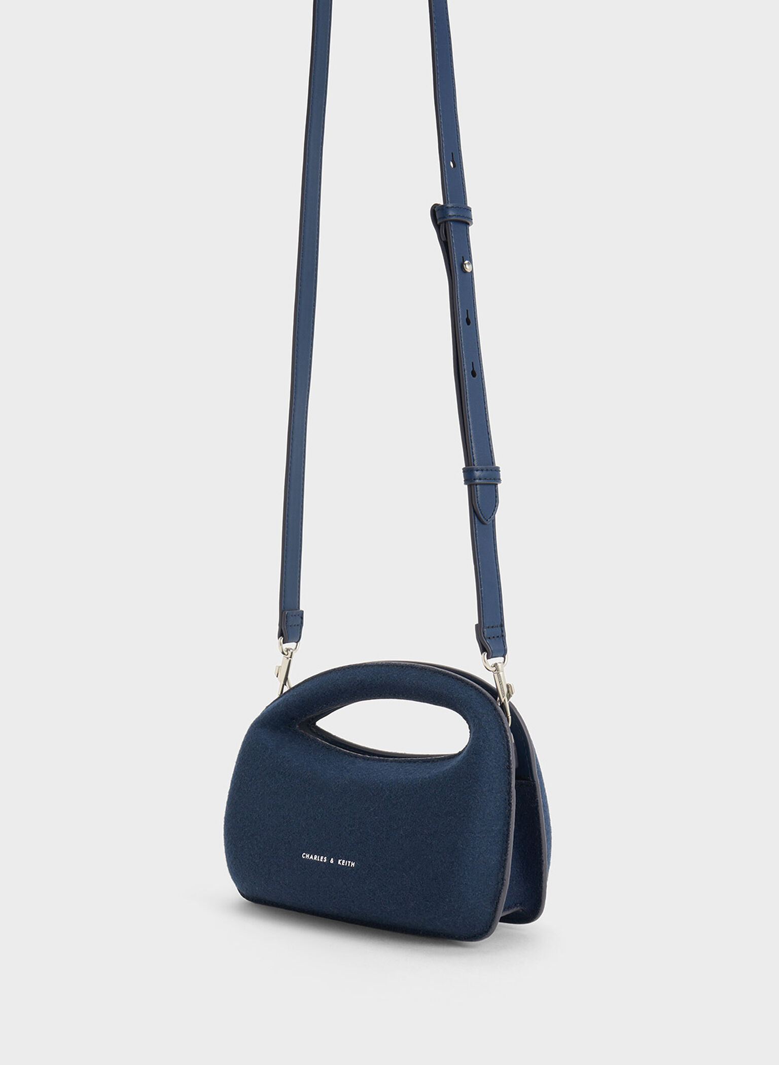 Mini Cocoon Textured Top Handle Bag, Navy, hi-res