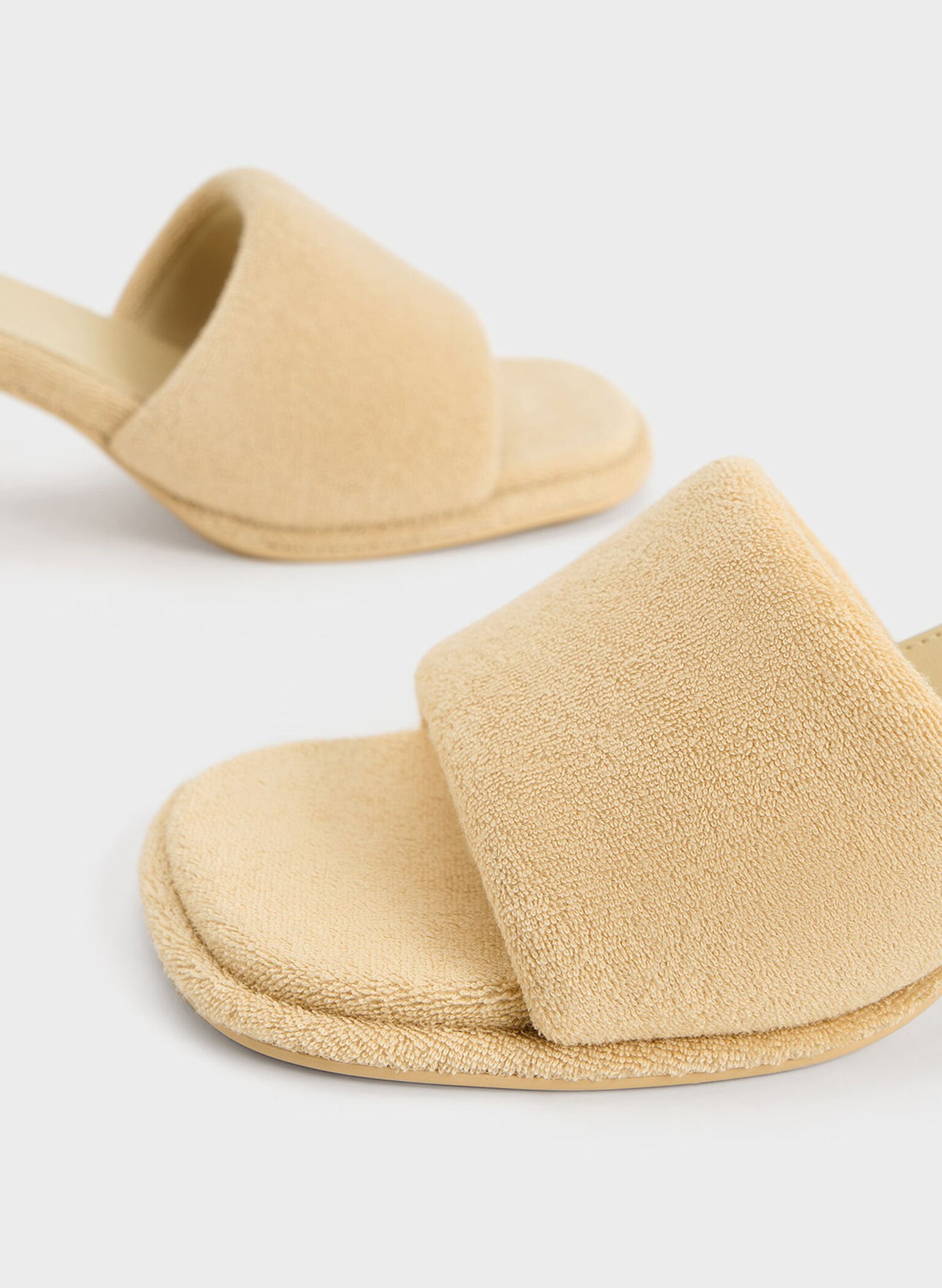 Loey Textured Curved-Heel Mules, Beige, hi-res