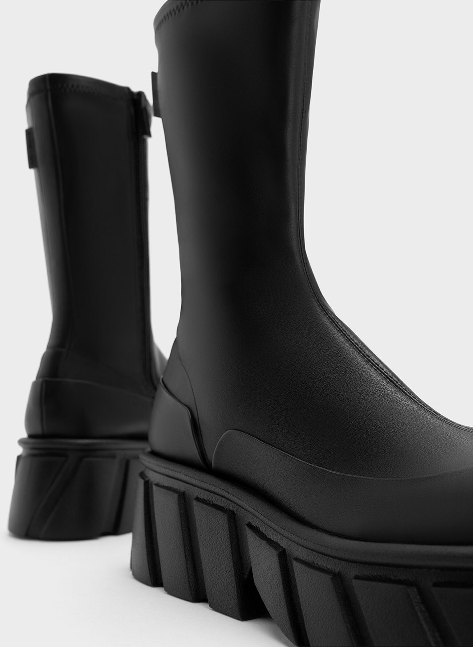 Aberdeen Side-Zip Platform Boots, Black, hi-res
