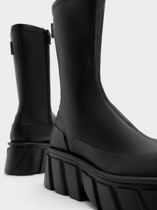 Aberdeen Side-Zip Platform Boots, Black, hi-res