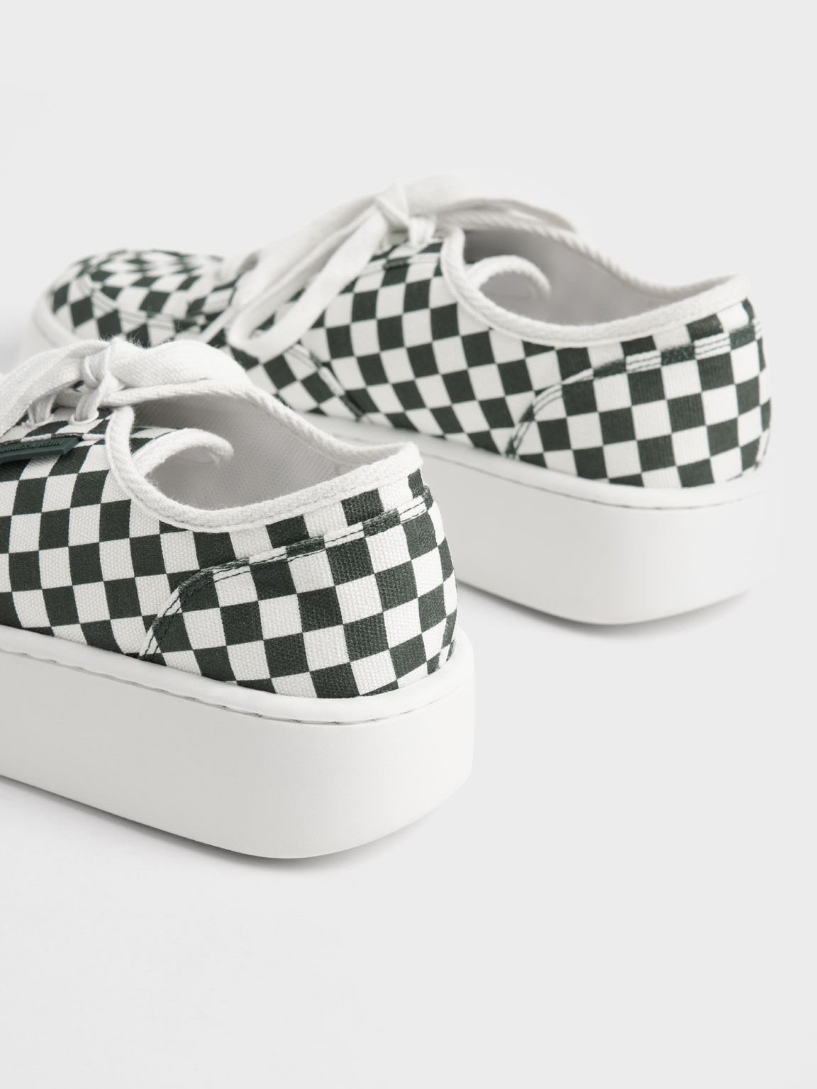 Skye Checkered Canvas & Cotton Sneakers, Dark Green, hi-res