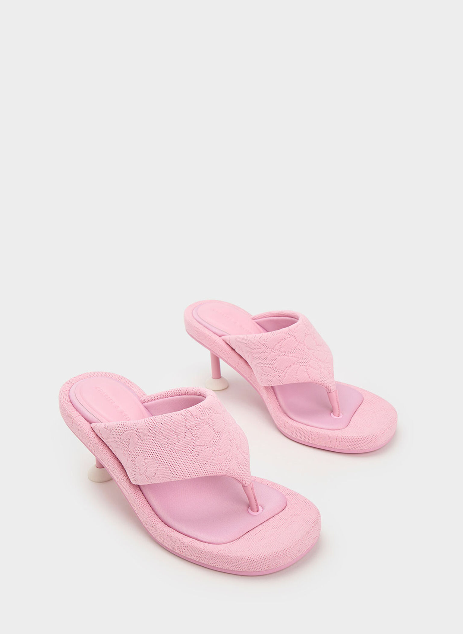 Noemi Knitted Spool Heel Sandals, Pink, hi-res