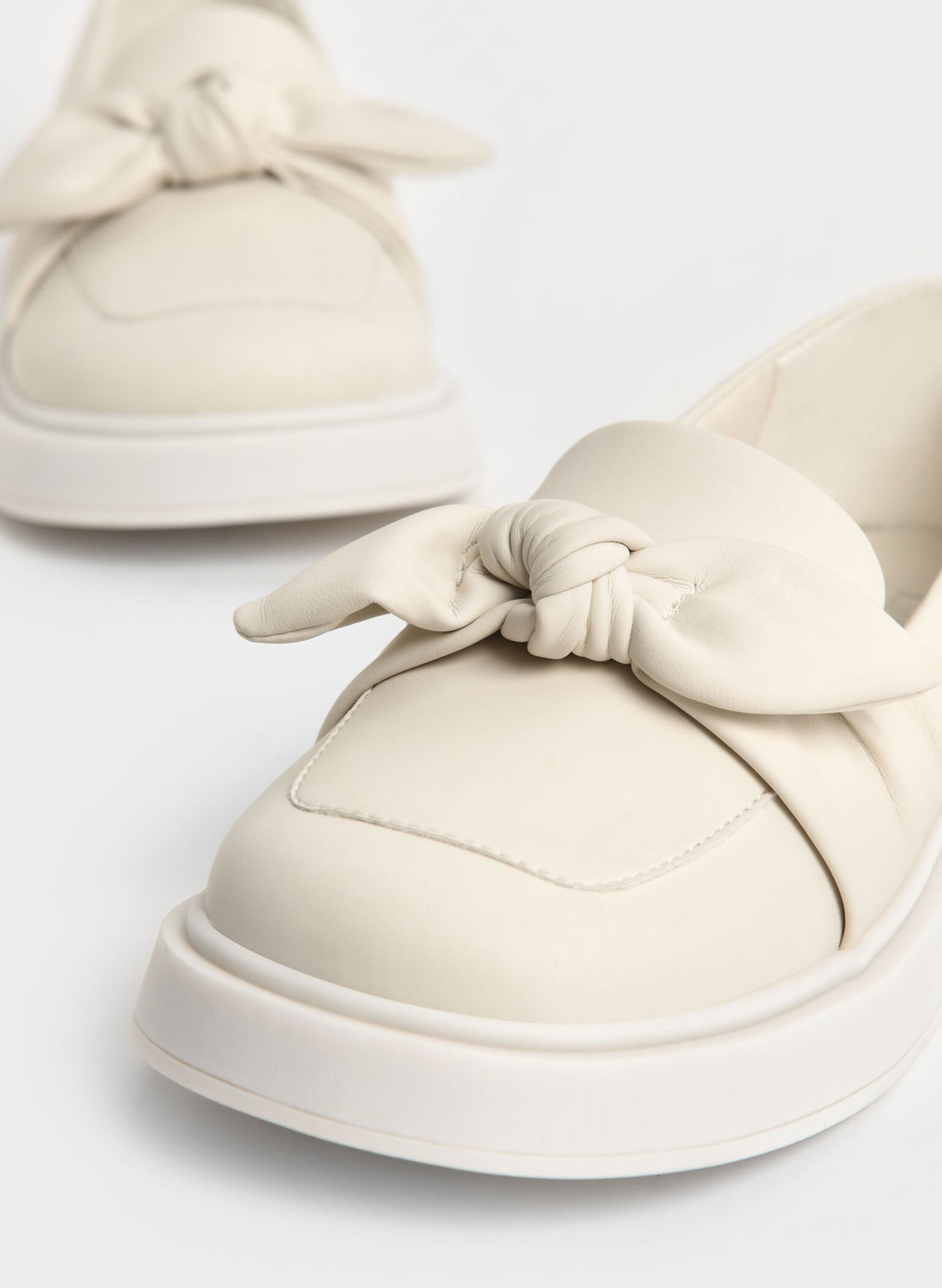 Girls' Bow Loafers, Chalk, hi-res