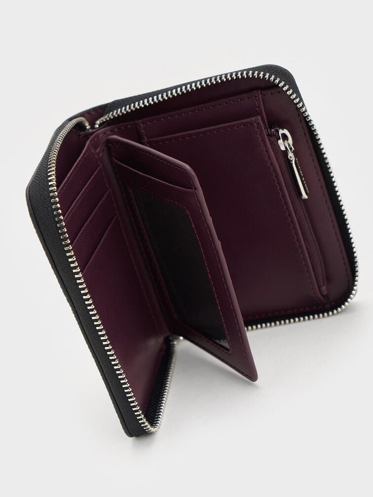 Dulcie Zip-Around Square Wallet, Black, hi-res