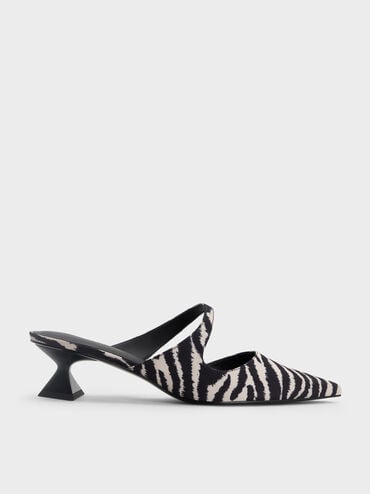Vada Zebra-Print Asymmetric Sculptural Heel Pumps, Animal Print White, hi-res