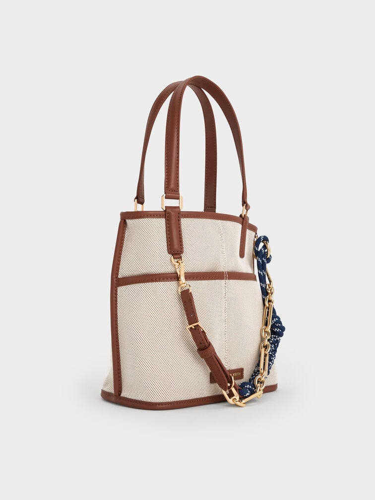 Addison Canvas Knotted-Rope Reversible Tote Bag, Taupe Canvas, hi-res