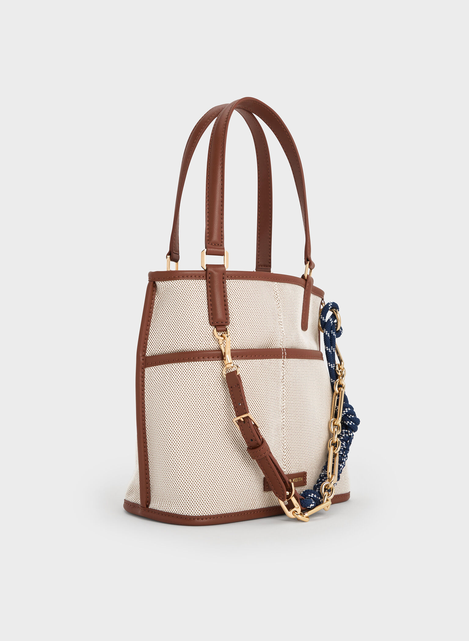 Addison Canvas Knotted-Rope Reversible Tote Bag, Taupe Canvas, hi-res