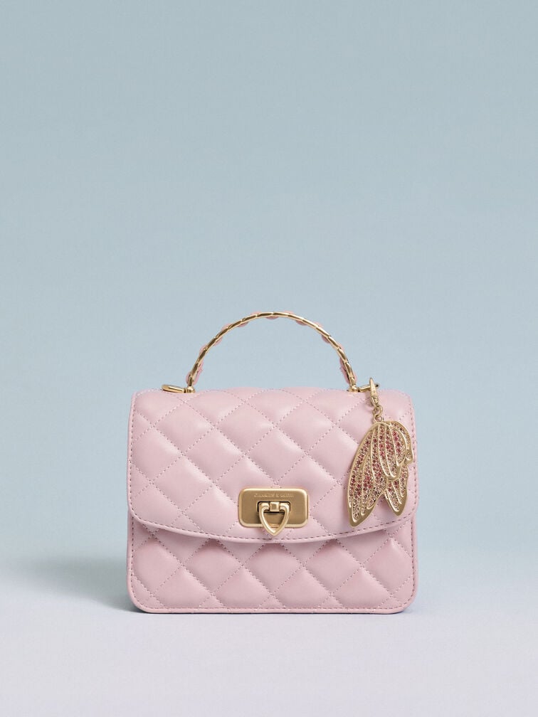 Gift Set: Cressida Quilted Top Handle Bag With Bag Charms, Cotton Candy Pink, hi-res
