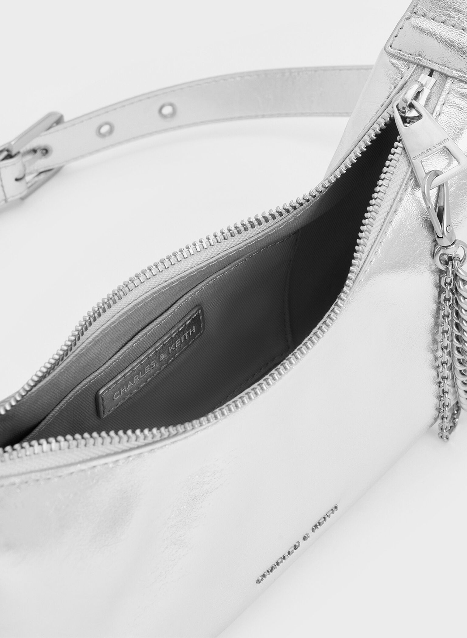 Atwood Chain-Embellished Shoulder Bag, Silver, hi-res