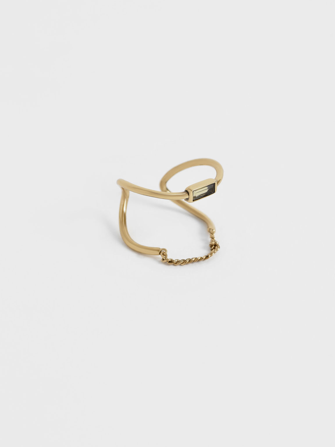 Crystal-Embellished Sculptural Ring, Sand, hi-res