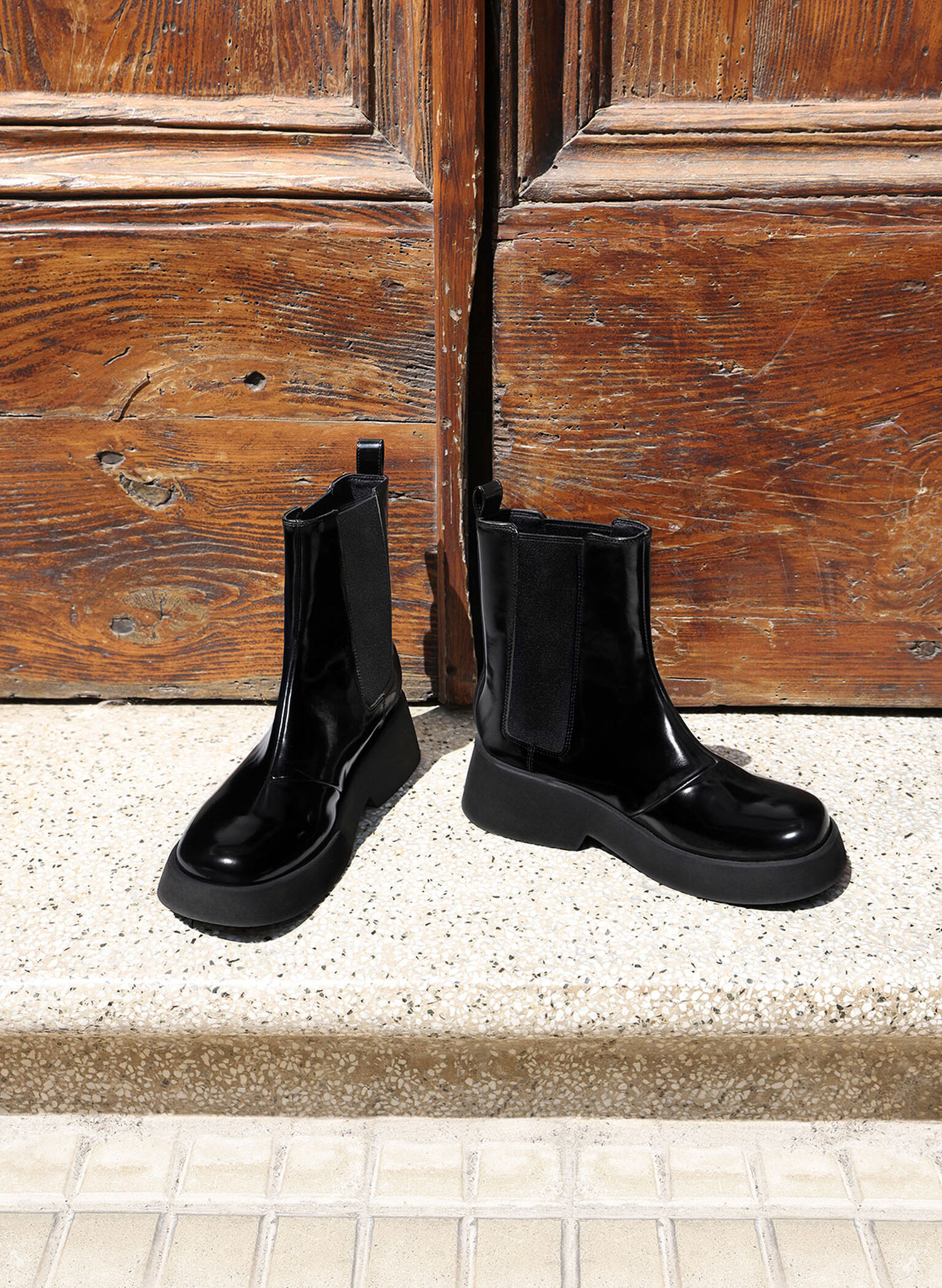 Giselle Patent Chelsea Boots, Black Patent, hi-res