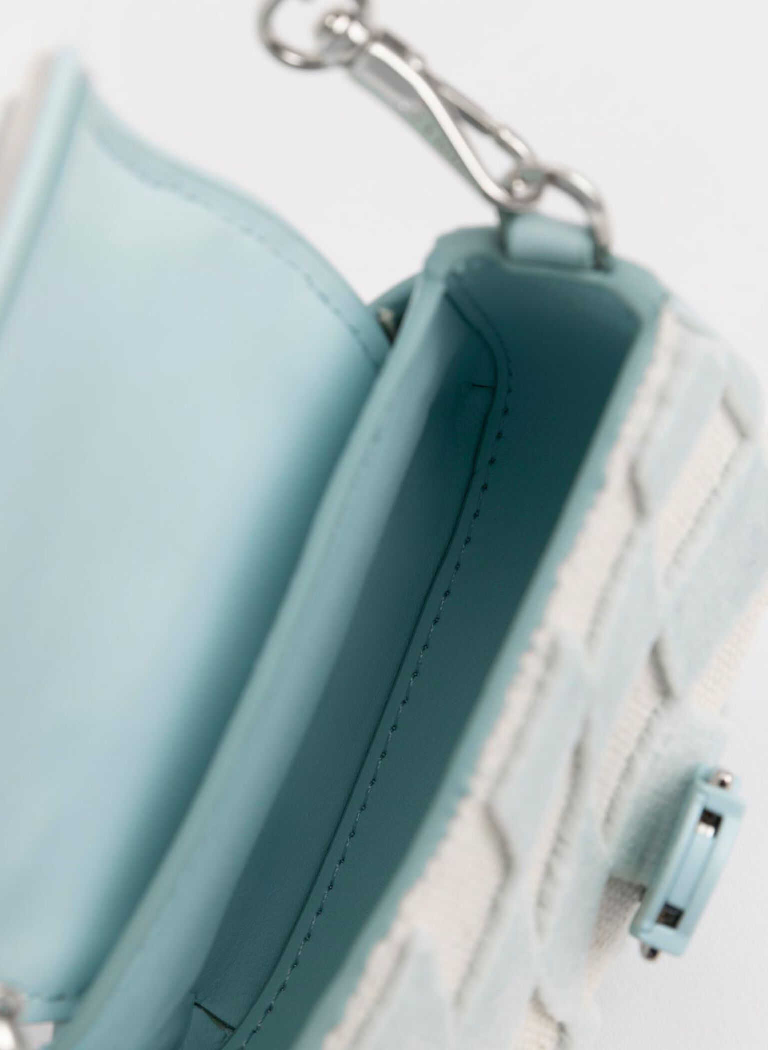 Zetta Belt Buckle Checkered Mini Bag, Light Blue, hi-res