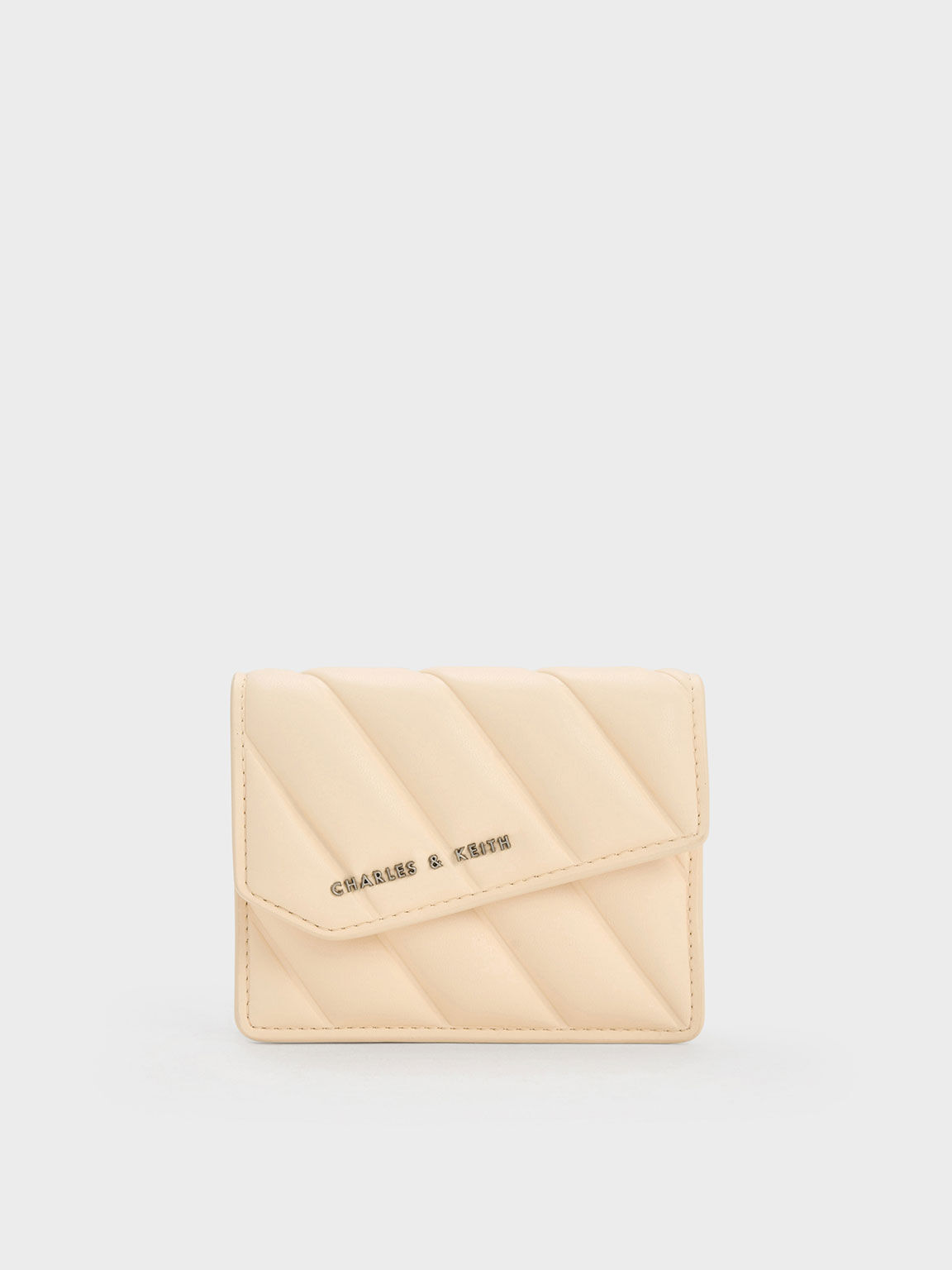 Asymmetric Flap Panelled Wallet Beige