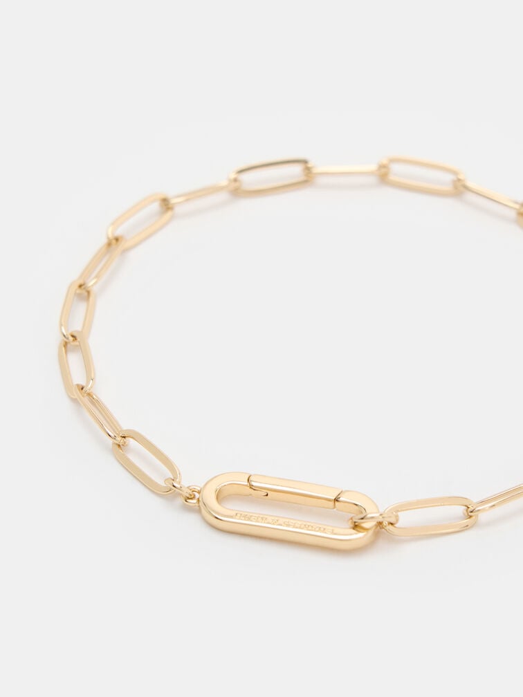 Arleth Oblong-Pendant Chain Bracelet, Gold, hi-res