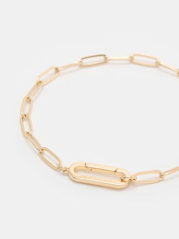 Arleth Oblong-Pendant Chain Bracelet, Gold, hi-res