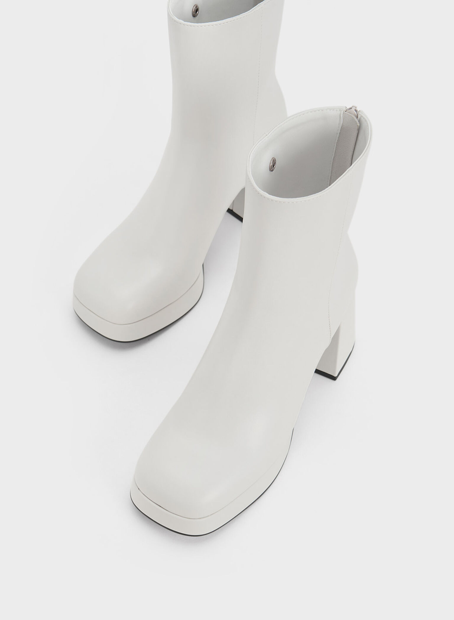 Evie Knitted-Sock Ankle Boots, White, hi-res