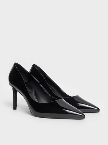 Emmy Patent Pointed-Toe Stiletto Pumps, Black Patent, hi-res
