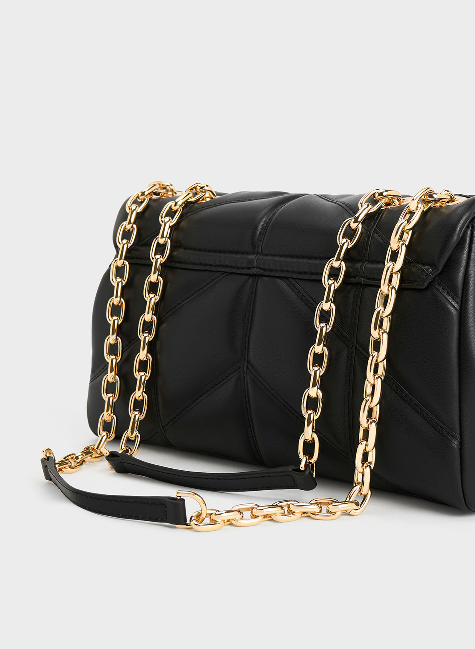 Eudora Chevron Trapeze Bag, Black, hi-res