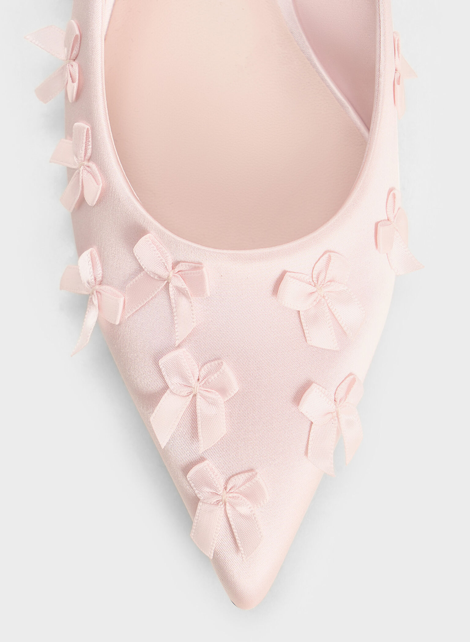 Satin Bow Pointed-Toe Flats, Blush, hi-res