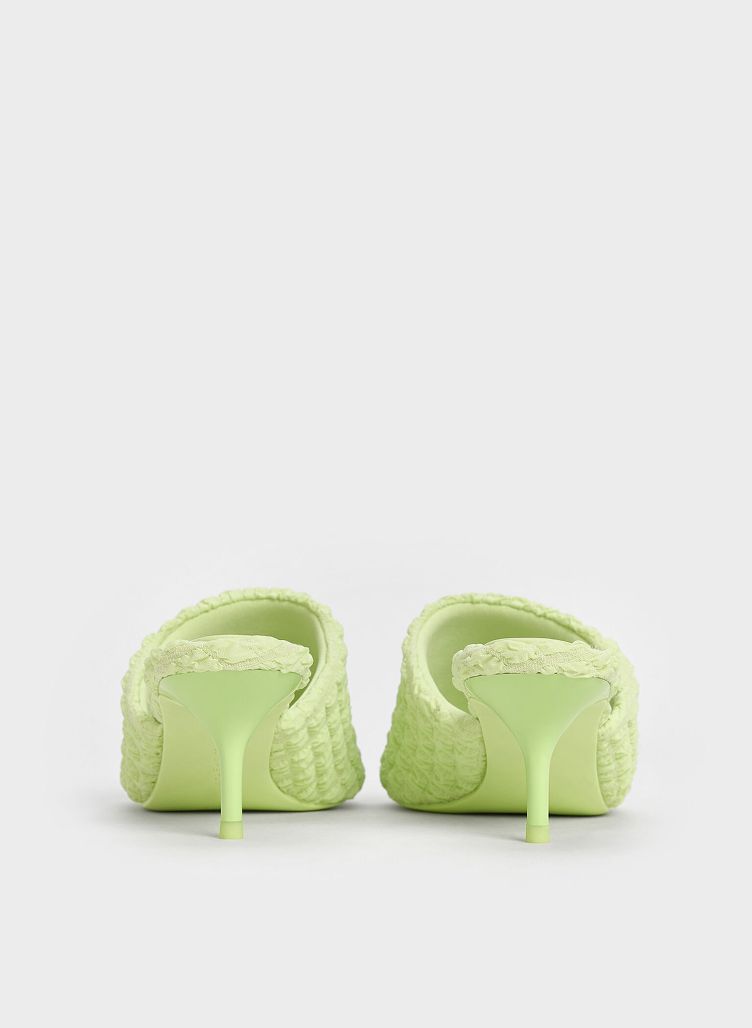 Loren Textured Kitten-Heel Mules, Light Green, hi-res