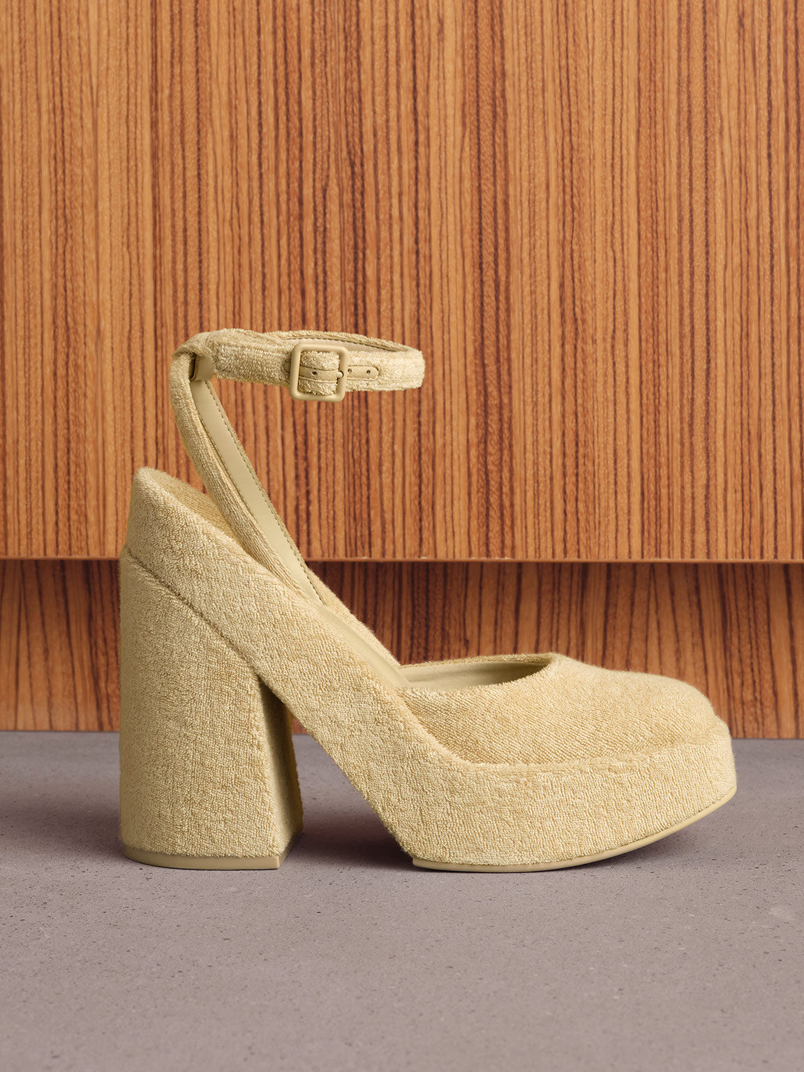 Beige Loey Ankle Strap Platform Pumps CHARLES KEITH UK