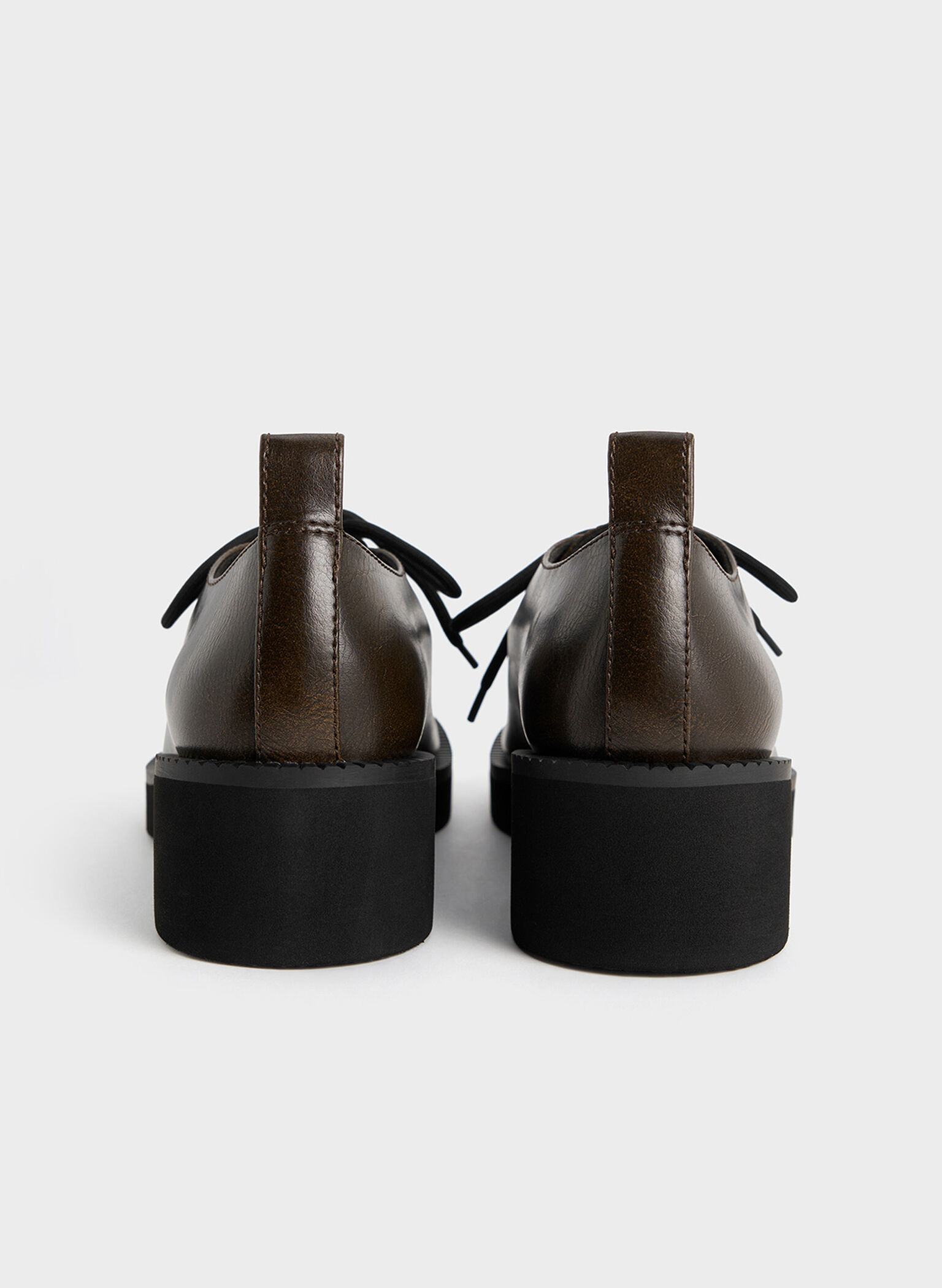 Lace-Up Chunky-Sole Derbys, Dark Brown, hi-res