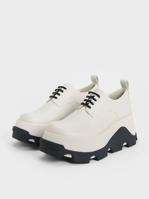 Triana Two-Tone Chunky Oxfords, White, hi-res