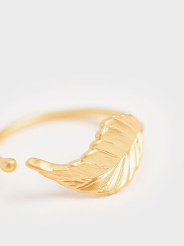 Leaf Band Ring, Brush Gold, hi-res