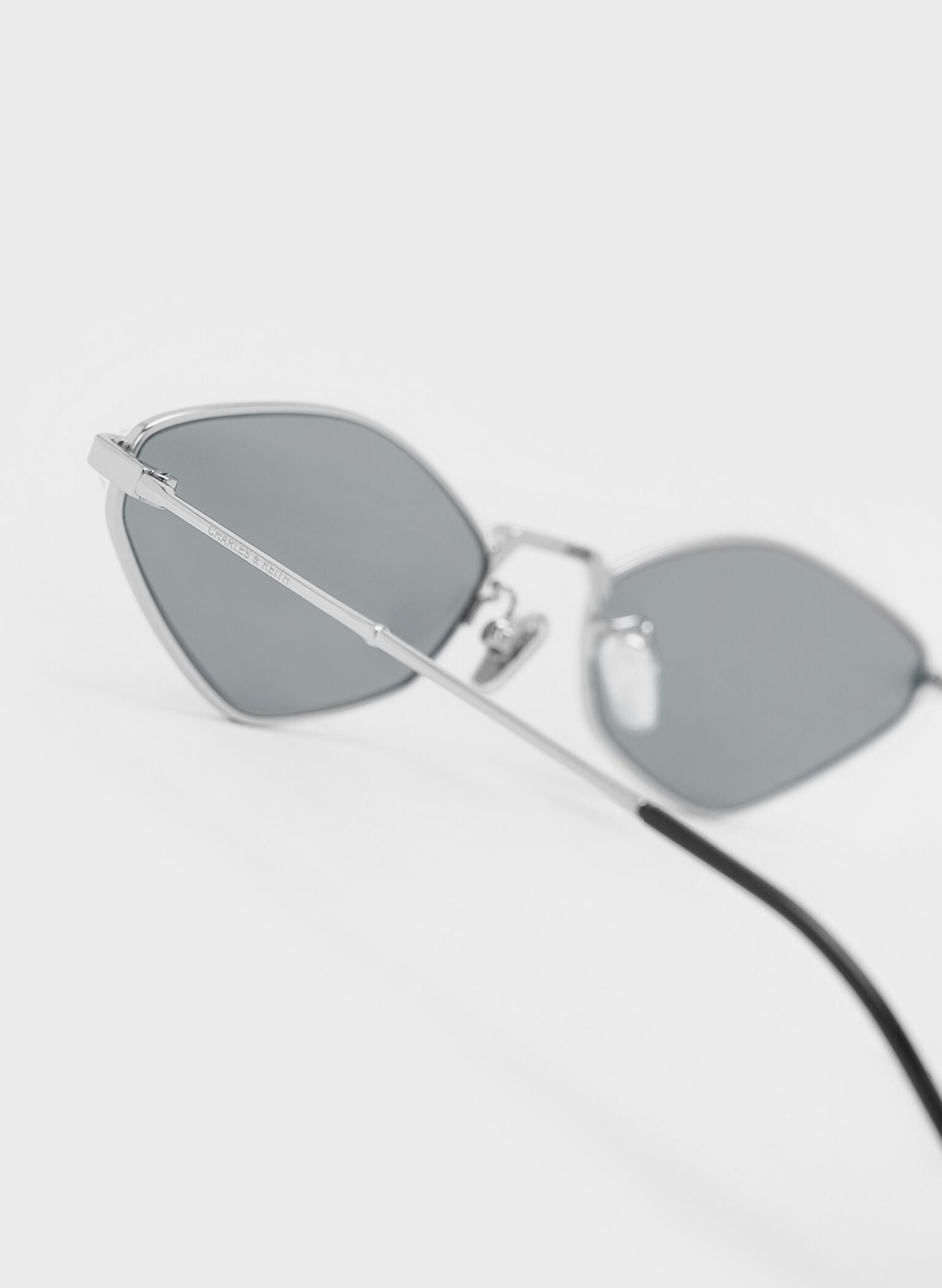Jax Metal-Frame Geometric Sunglasses, Silver, hi-res