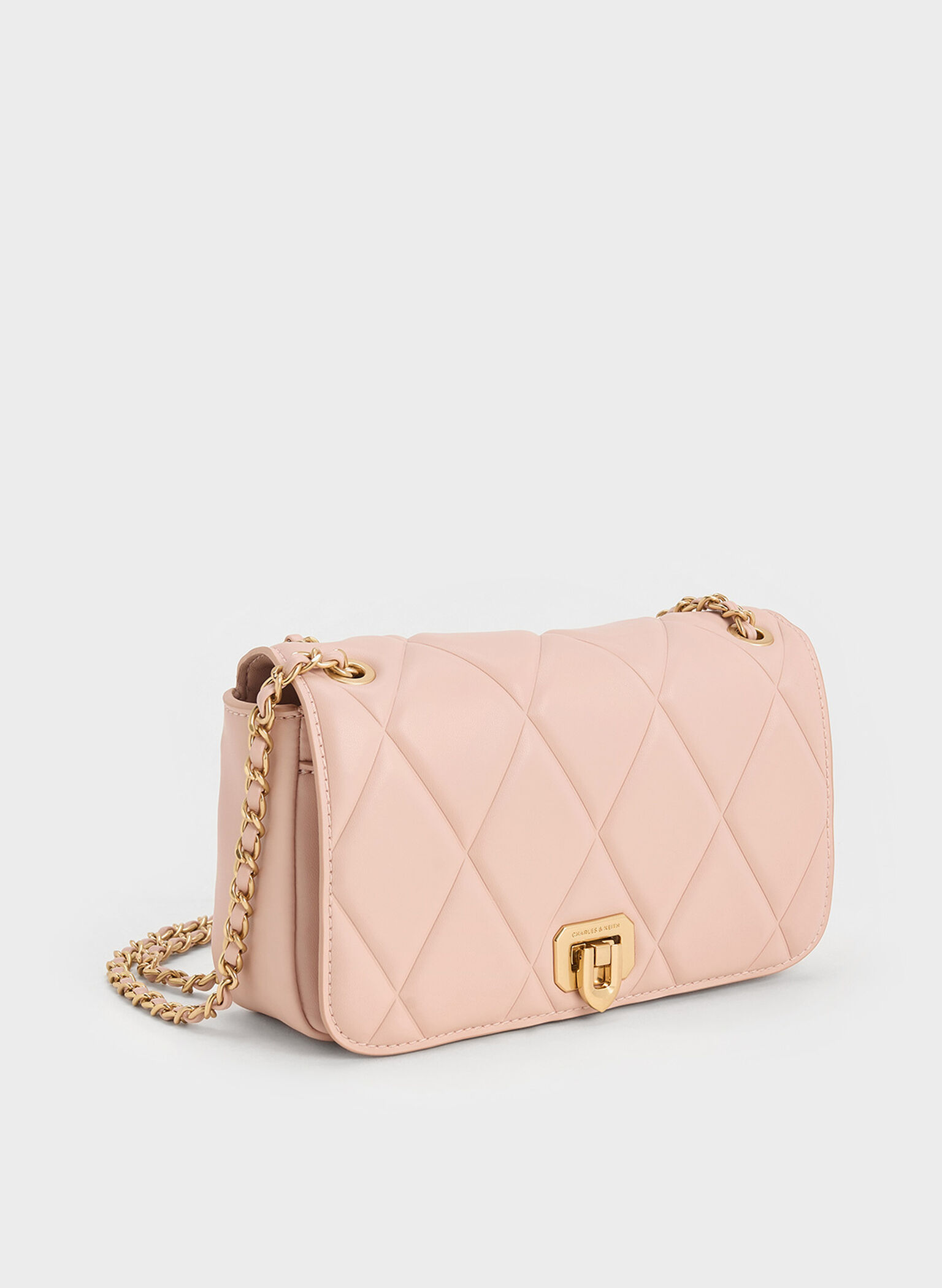 Arwen Diamond-Quilt Shoulder Bag, Light Pink, hi-res