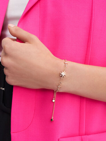 Star Motif Crystal-Embellished Bracelet, Rose Gold, hi-res