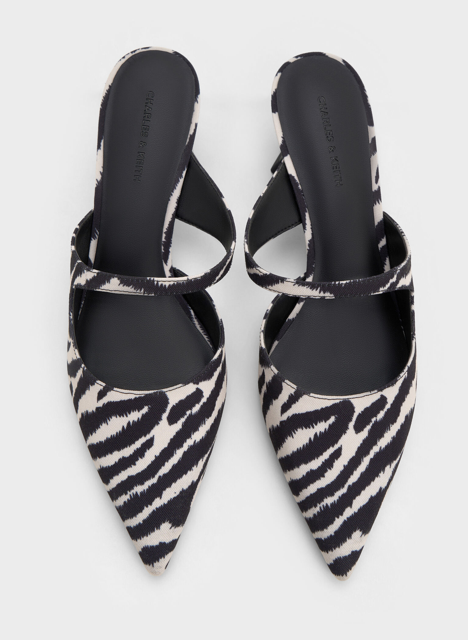 Vada Zebra-Print Asymmetric Sculptural Heel Pumps, Animal Print White, hi-res