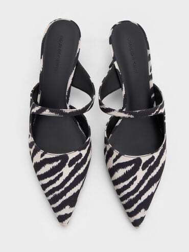 Vada Zebra-Print Asymmetric Sculptural Heel Pumps, Animal Print White, hi-res