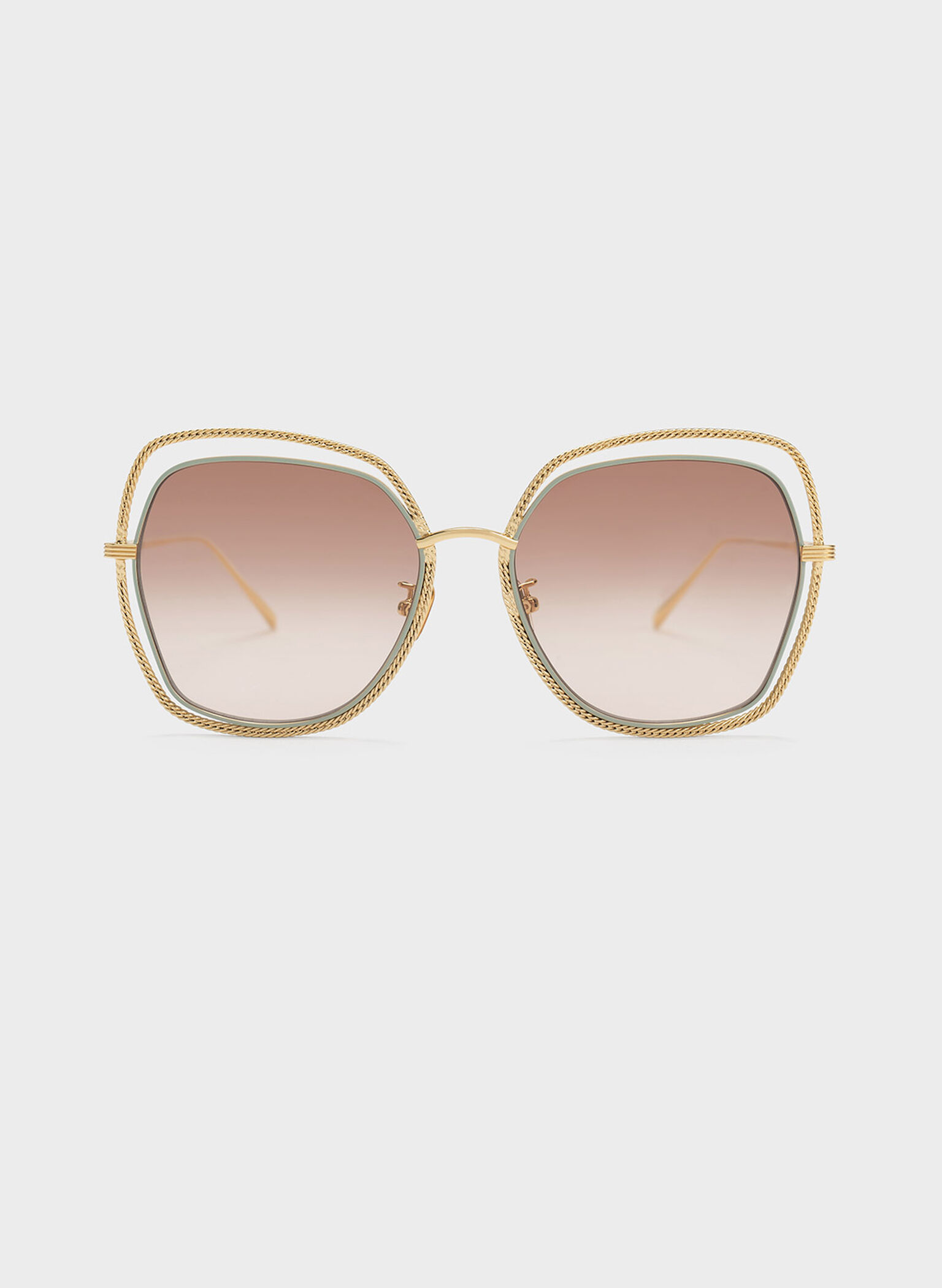 Cut-Out Double-Frame Butterfly Sunglasses, Mint Green, hi-res