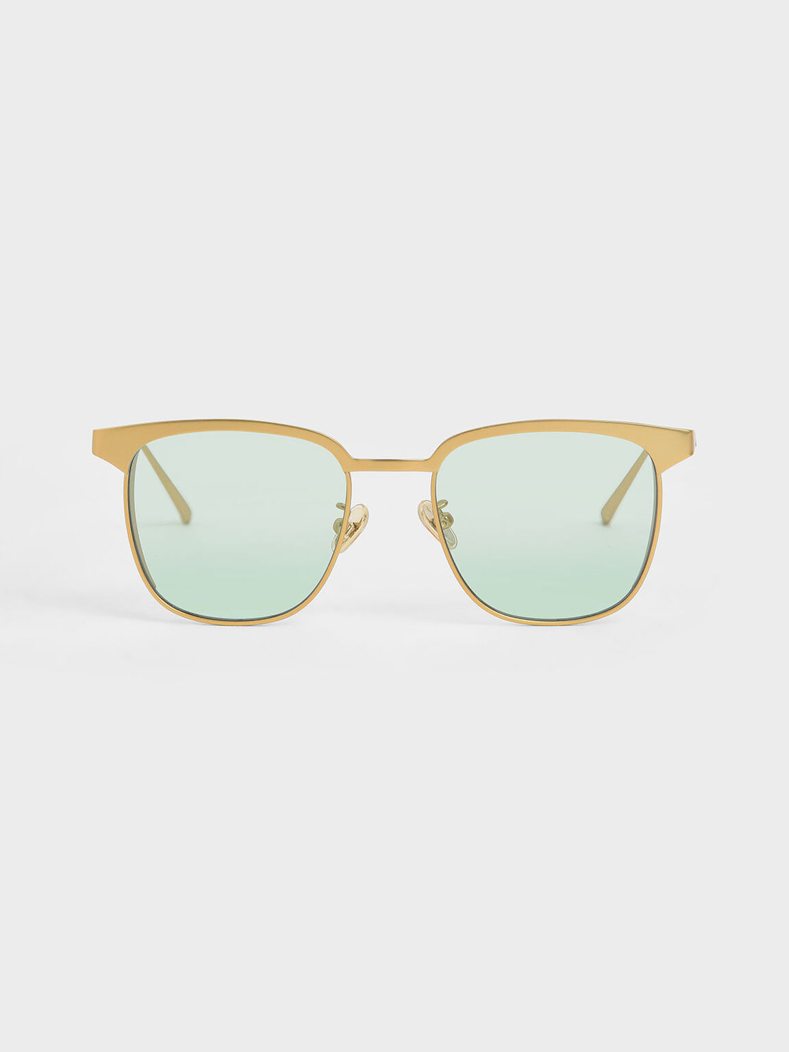 Tinted Rectangular Sunglasses, Green, hi-res
