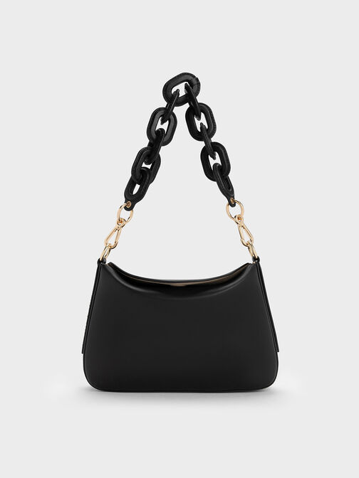 Catena Chain-Handle Bag, Black, hi-res