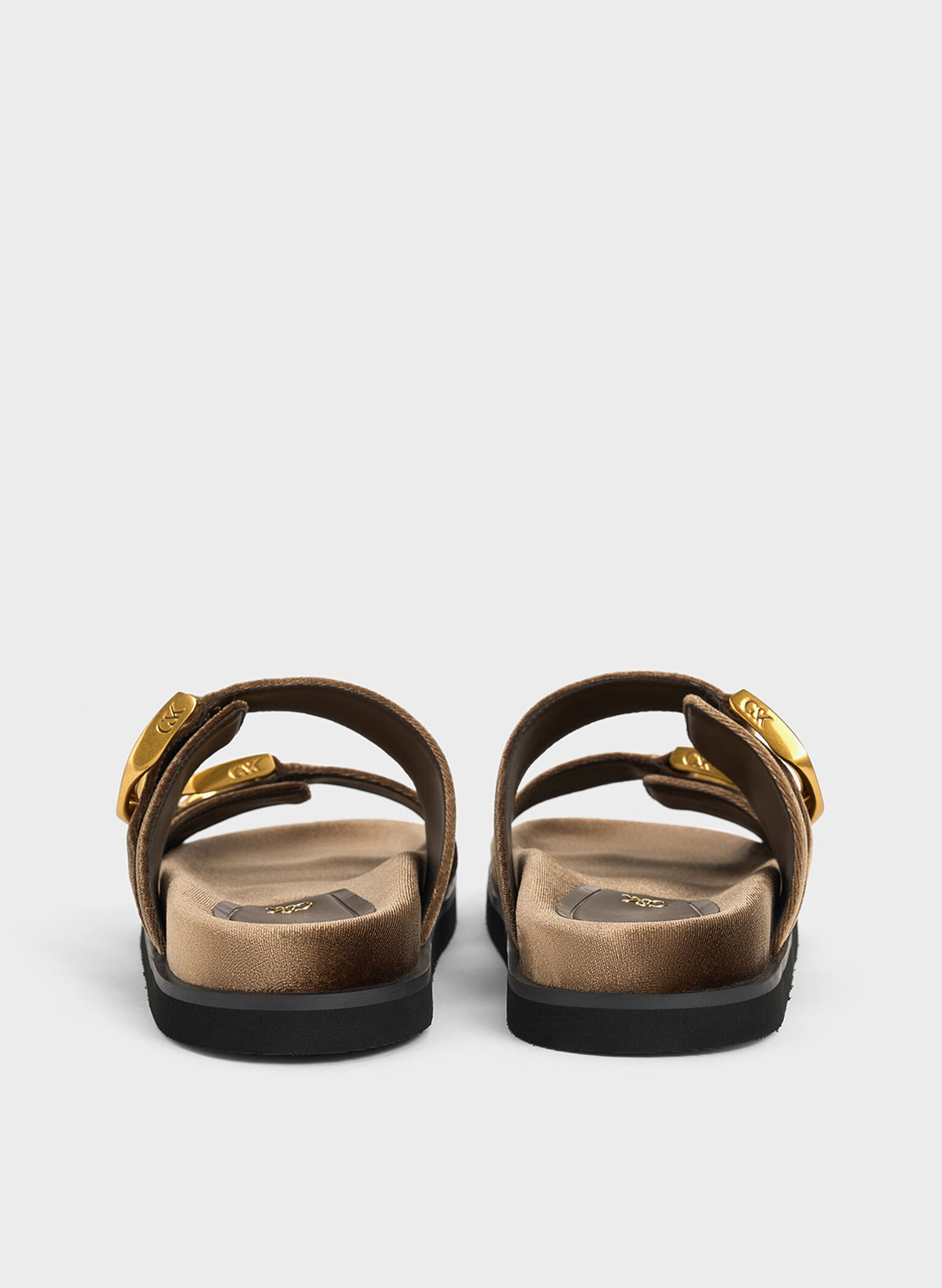Gabine Velvet Buckle Sandals, Brown, hi-res